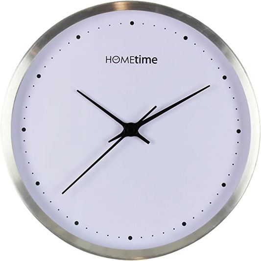 Hometime Aluminium Wall Clock Silver Finish - 25cm