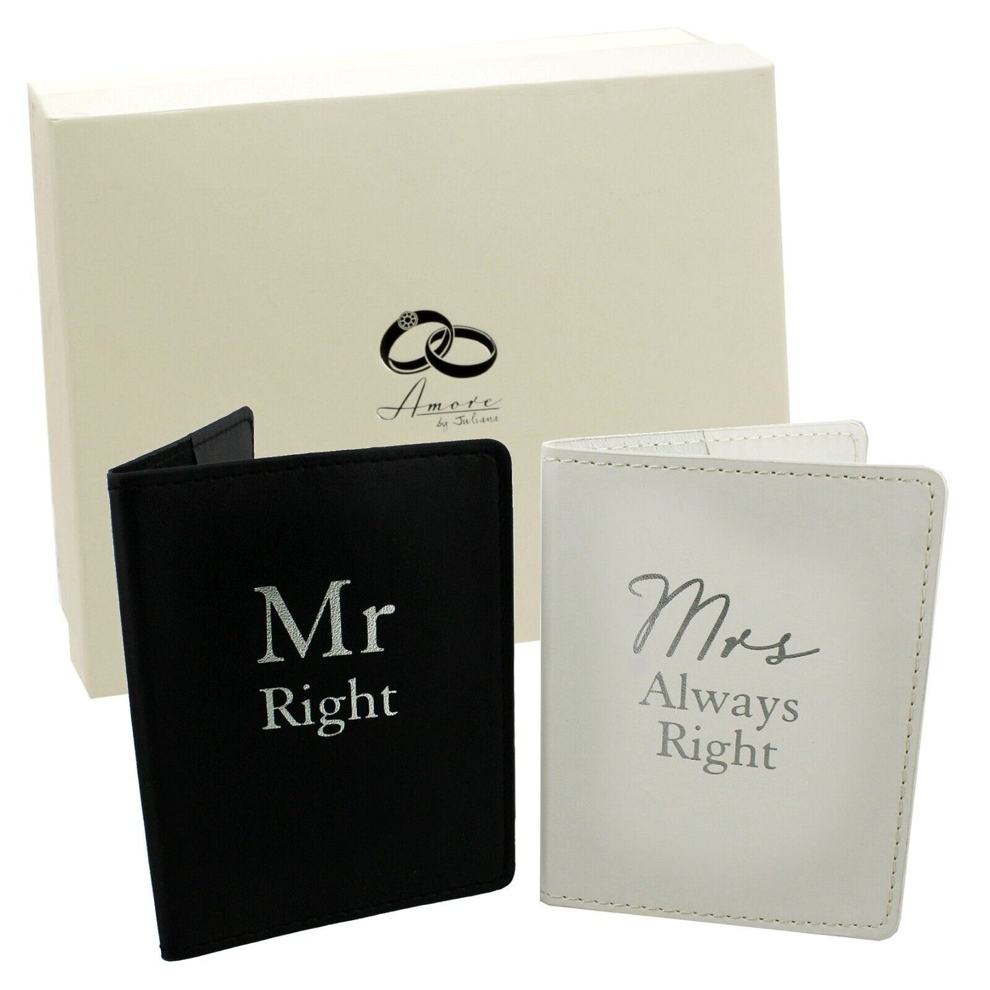 Passport Holders "Mr Right & Mrs Always Right" Black and White Passport Covers