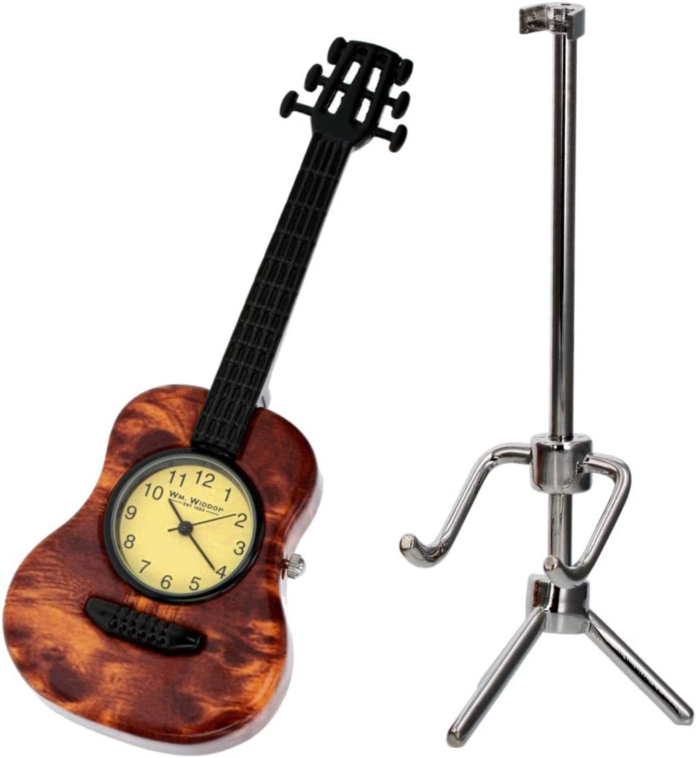 William Widdop Metal Miniature Clock - Brown Guitar