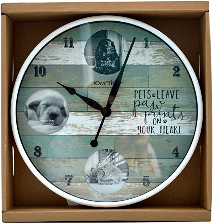 Round Photo Wall Clock - Pets Leave Pawprints