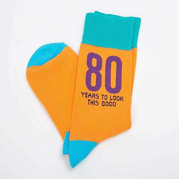 Men's Socks | Fun 80th Birthday Gift | 80th Birthday Socks for Men | Size 7-11
