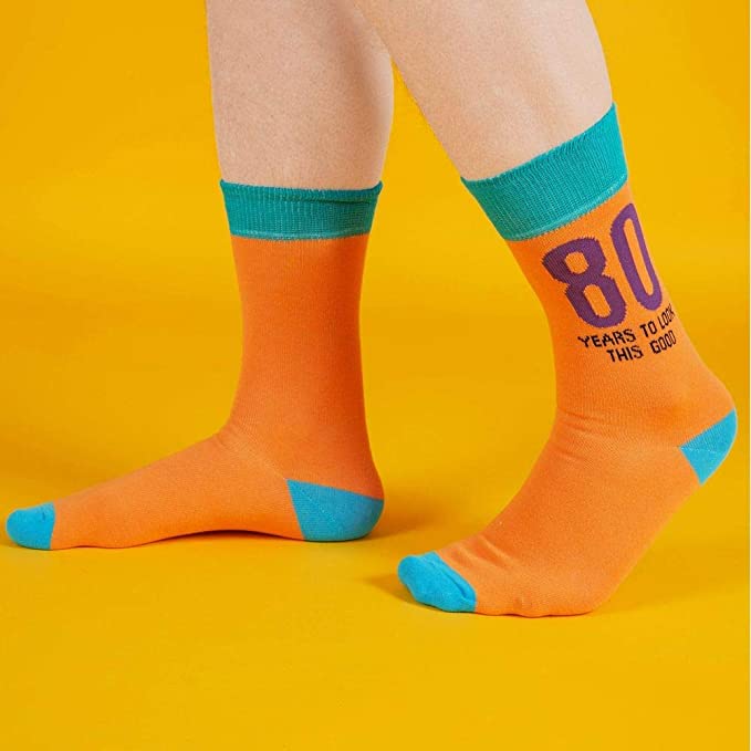 Men's Socks | Fun 80th Birthday Gift | 80th Birthday Socks for Men | Size 7-11