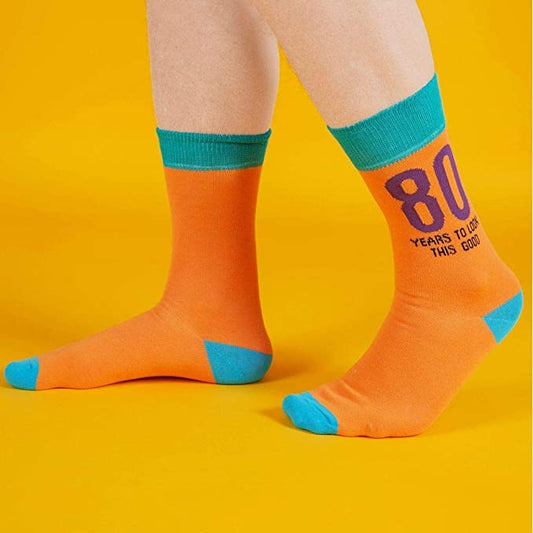 Men's Socks | Fun 80th Birthday Gift | 80th Birthday Socks for Men | Size 7-11