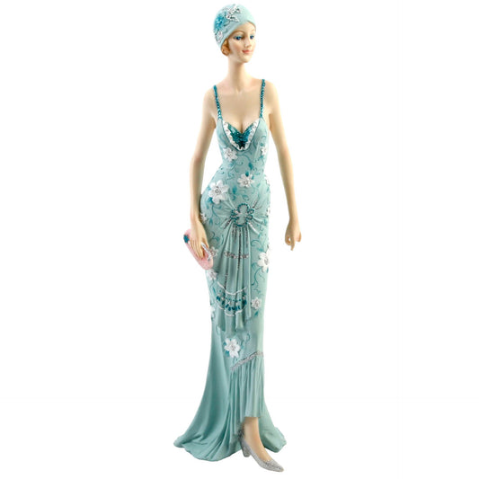 Broadway Belles Lady Figurine - Teal Dress Handbag