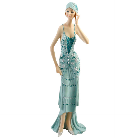 Broadway Belles Lady Figurine - Teal Dress, Hand To Head