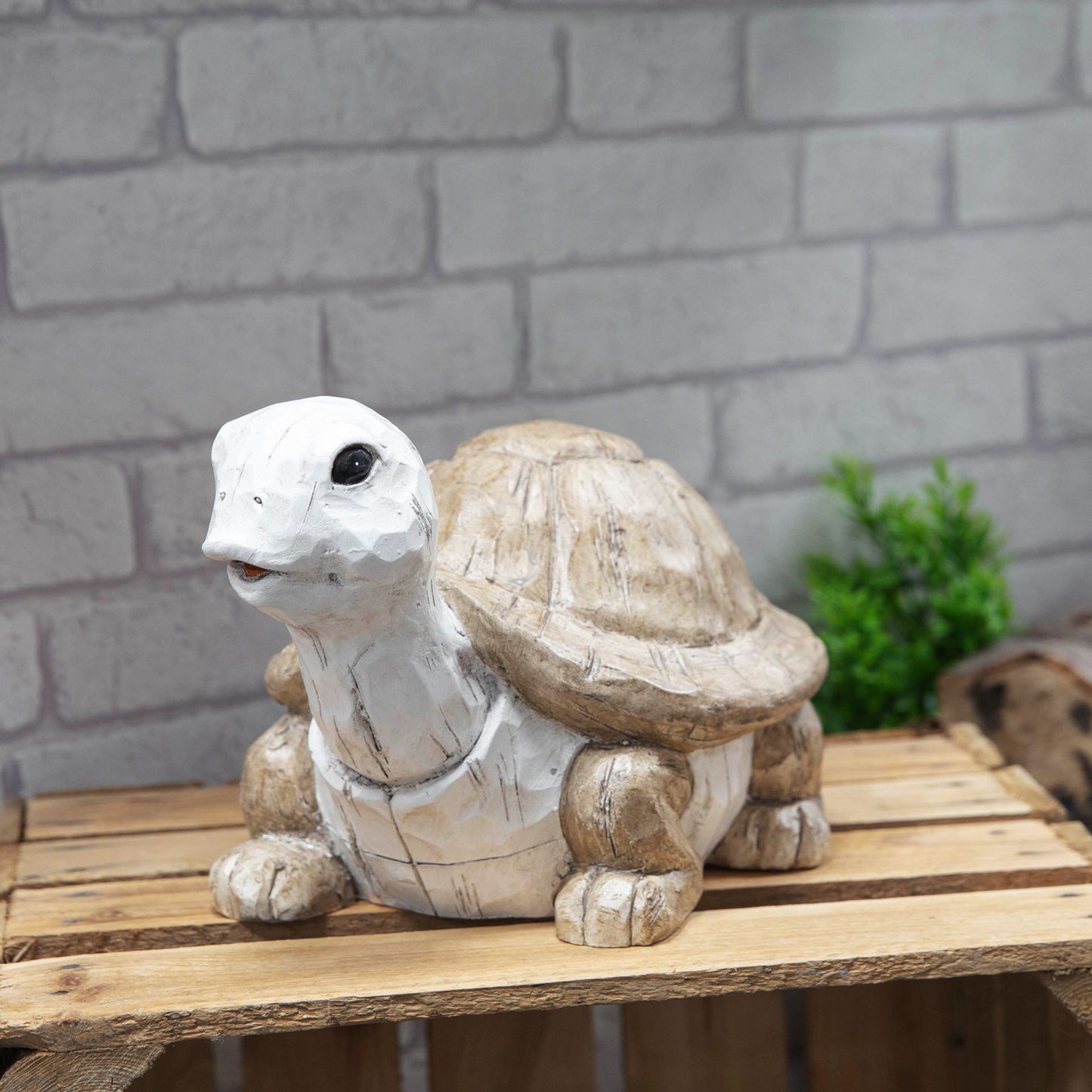 Tortoise Carved Wood Effect Garden Ornament