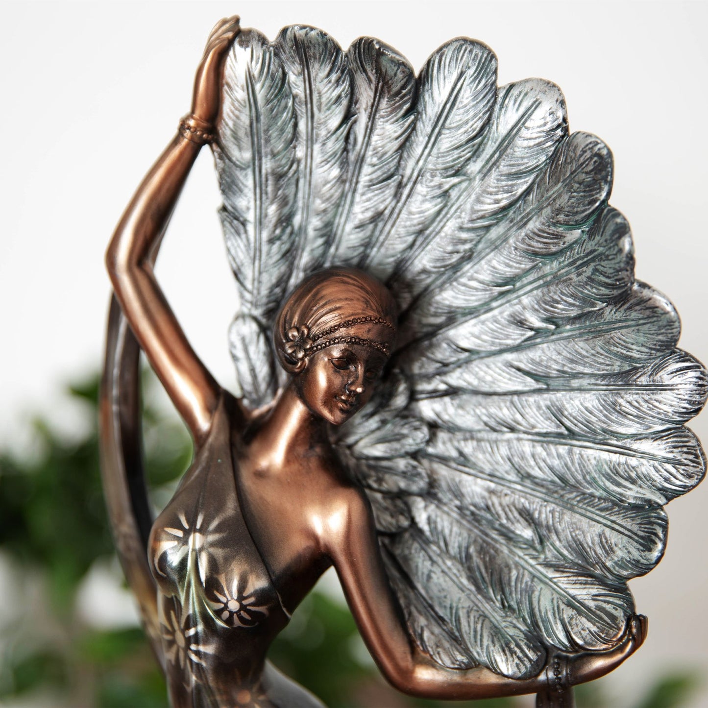 Silhouette Collection Lady Figurine, Peacock Feather, Standing, 37 x 15.5 x 7.5cm