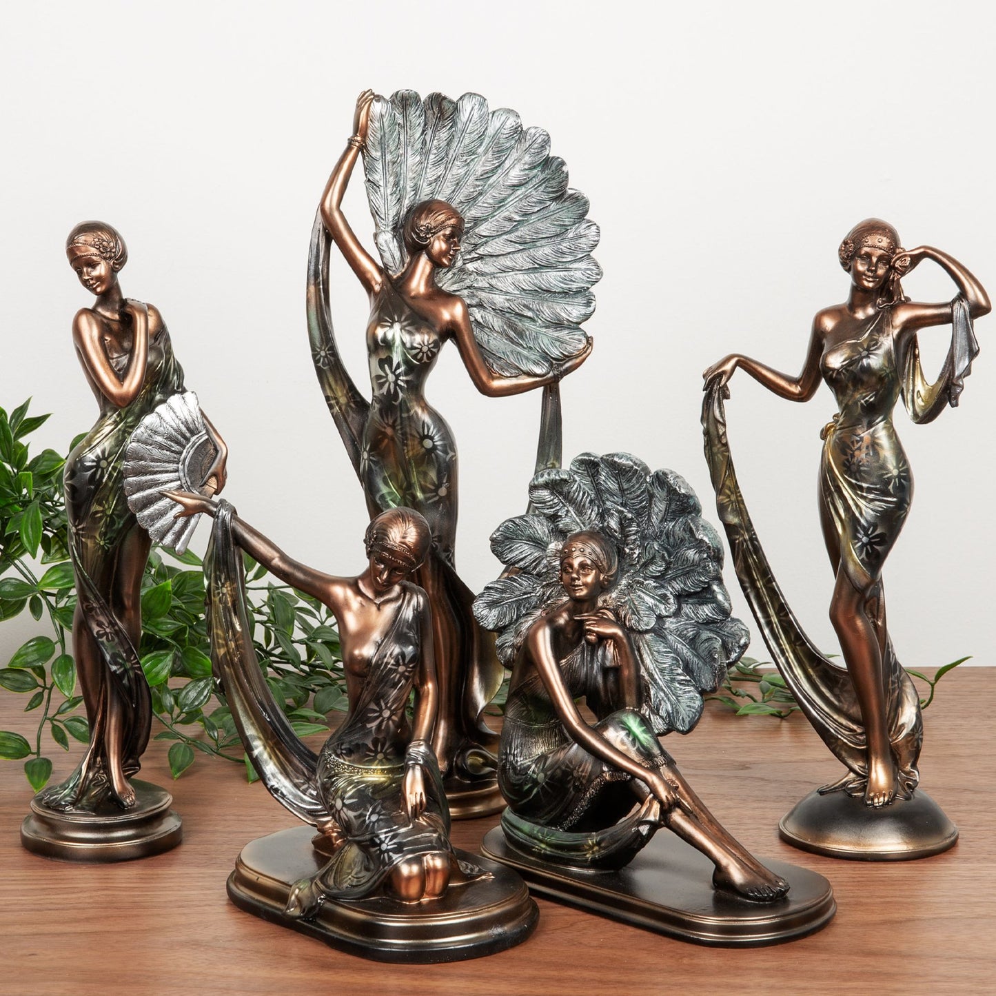 Silhouette Collection Lady Figurine, Peacock Feather, Standing, 37 x 15.5 x 7.5cm