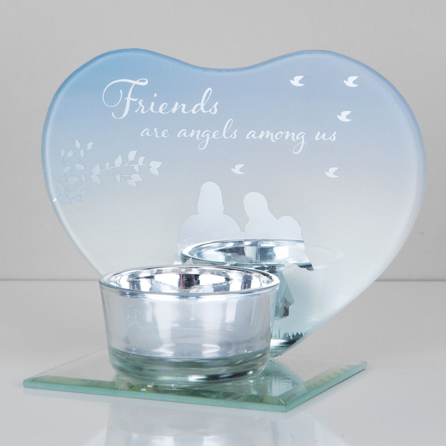 Heart Shaped Glass Tealight Holders Friends