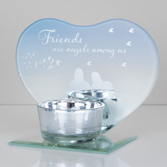 Heart Shaped Glass Tealight Holders Friends