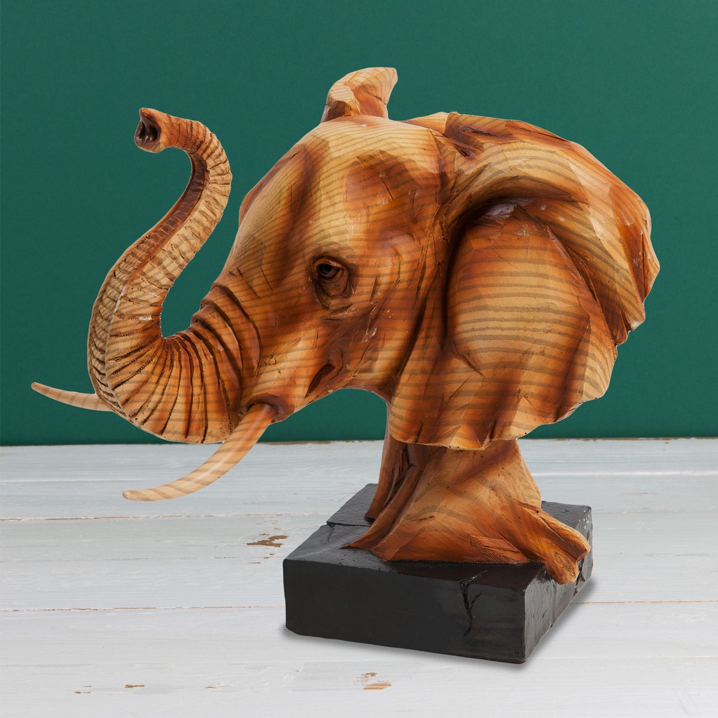 Naturecraft Elephant Head Wood Effect Resin Figurine