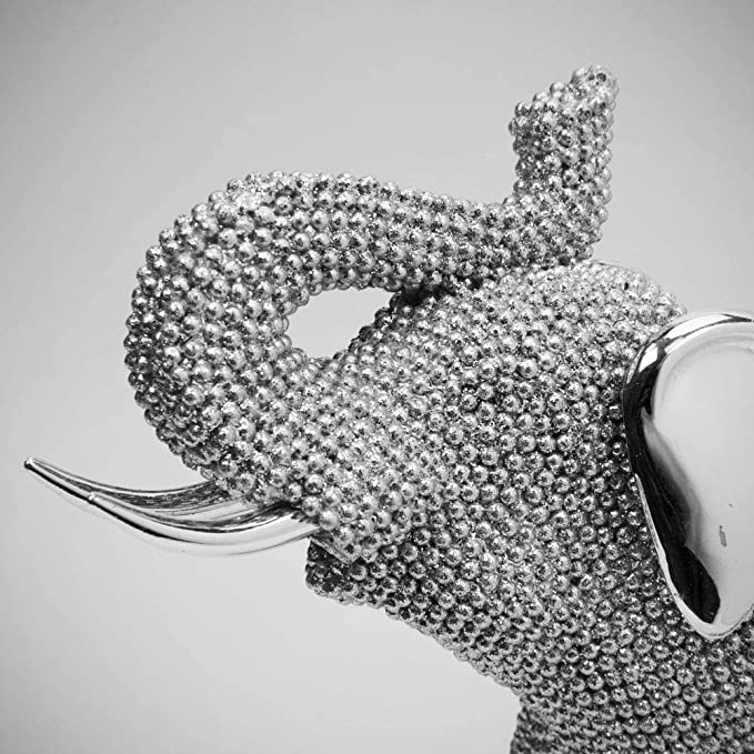Naturecraft Silver Diamante Elephant Figurine | 19cm