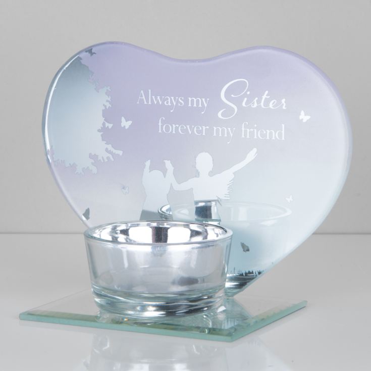 Heart Shaped Glass Tealight Holders Sisters