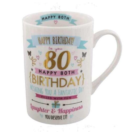 Juliana Signography 80th Birthday Ladies Pink and Gold Mug