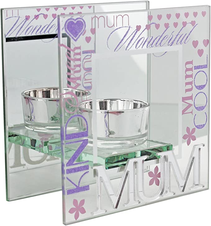 Mirrored Glass Tealight Holders Mum