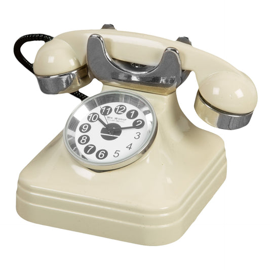 William Widdop Metal Miniature Clock Telephone - Cream
