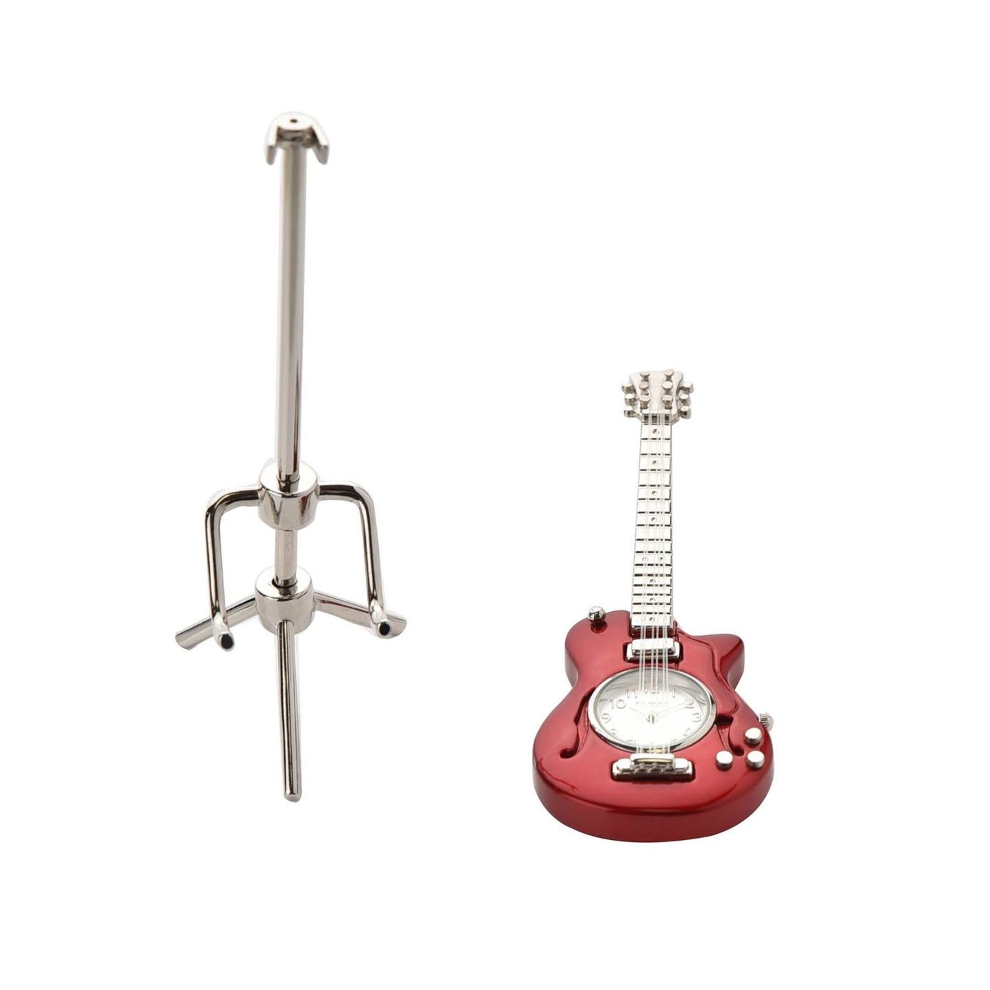 Metal Miniature Clock Red Guitar Clock by William Widdop