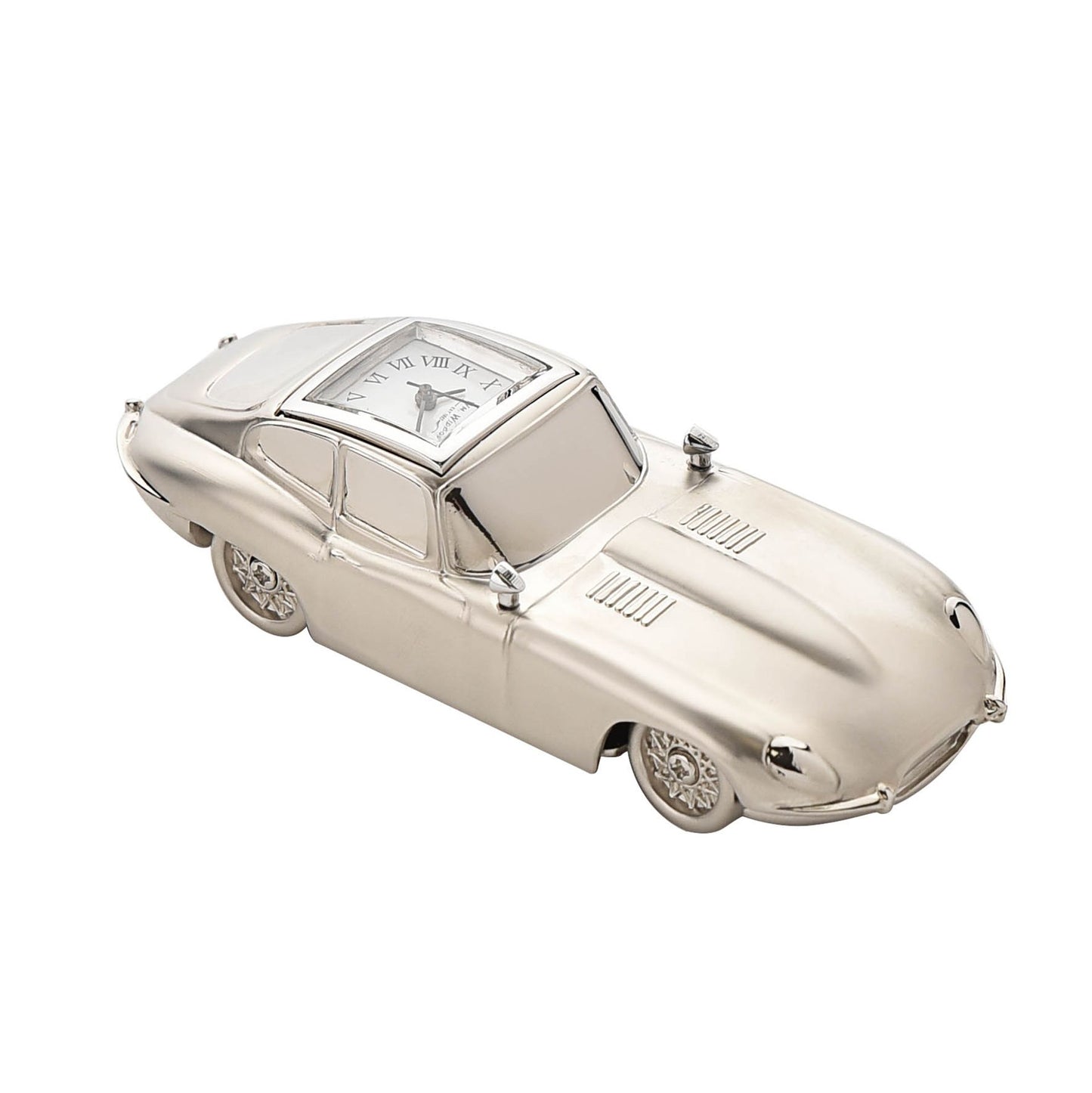 William Widdop Metal Miniature Clock - E Type Sports Car