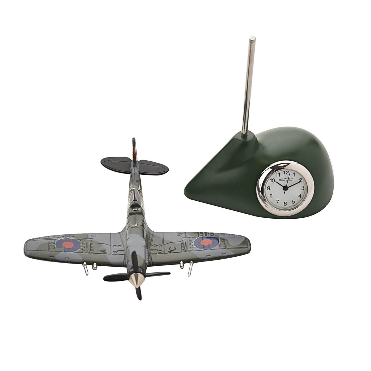 RAF Spitfire Clock - Metal Miniature Clock by William Widdop