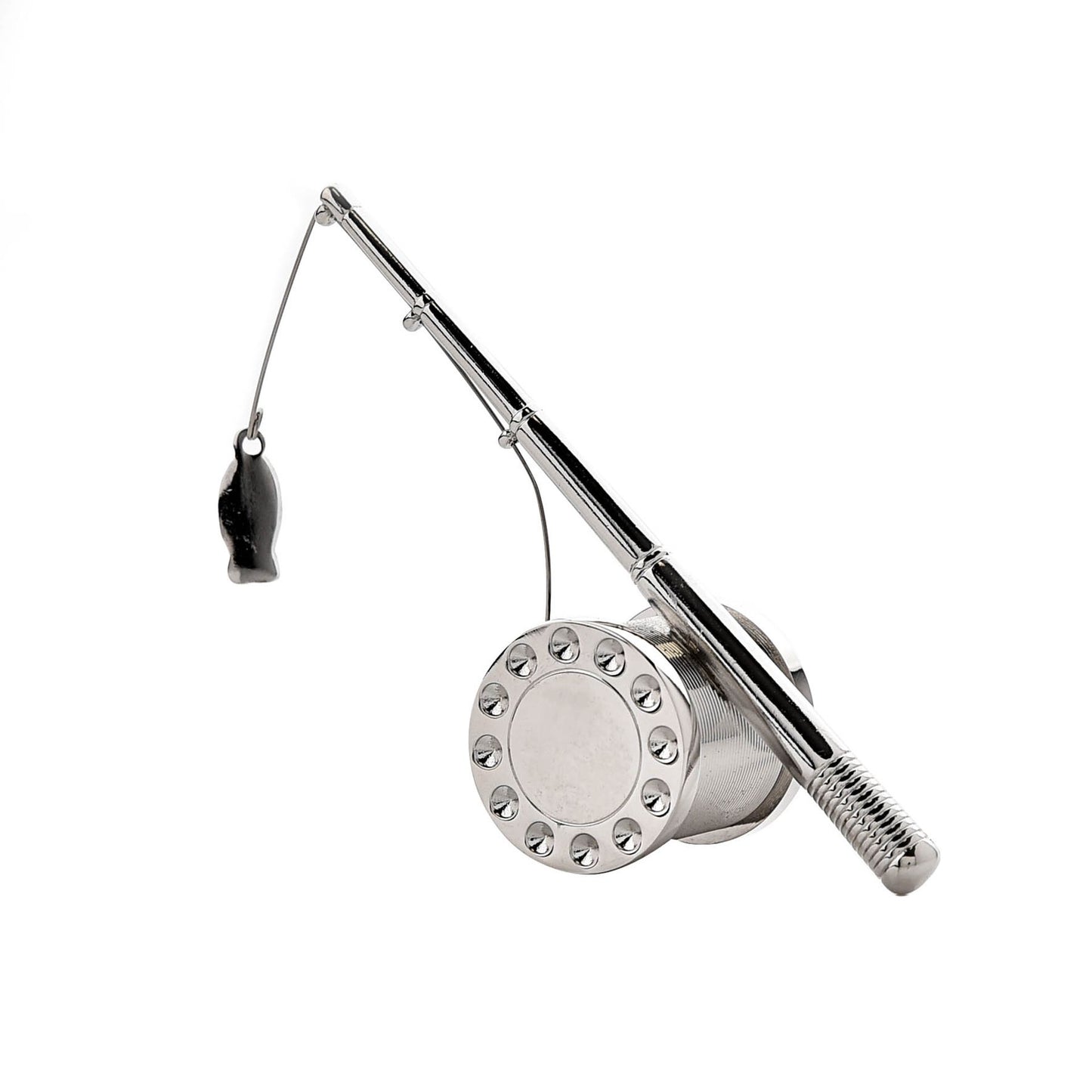 Fishing Rod Clock | Novelty Miniature Clocks | 7.5 x 9 x 3.5 cm | Silver | 70 Grams