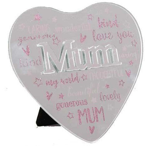 Mirror Heart Plaques with 3D Title Mum