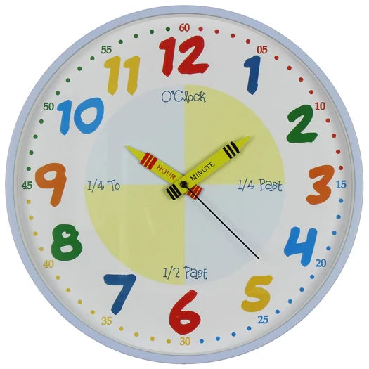 Hometime Children's Blue Teach the Time Wall Clock