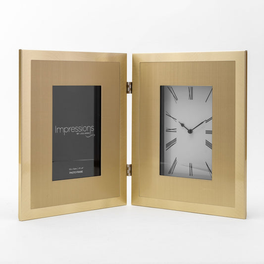 Impressions Gold Clock & 6x4" Photo Frame