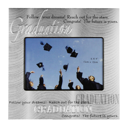 Silver Follow Your Dreams Graduation Photo Frame With Verse 8" x 8" FA314