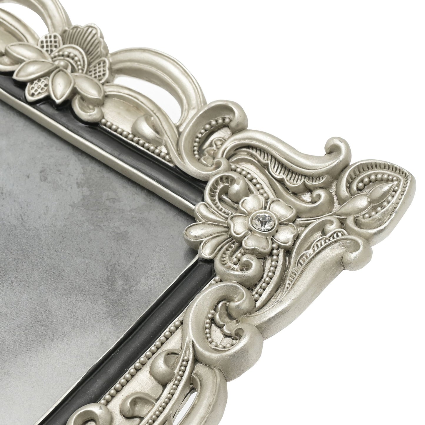 Floral Antique Photo Frame | Vintage Silver | 6x8 inch Photo