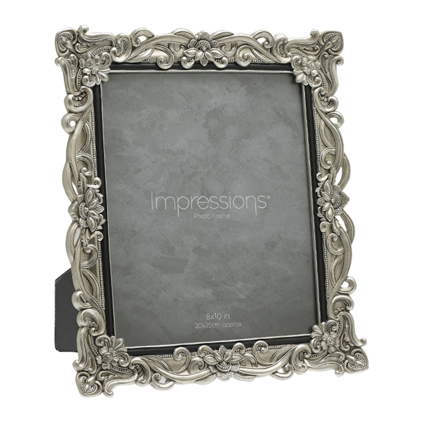 Floral Antique Photo Frame | Vintage Silver | 8x10 inch Photo