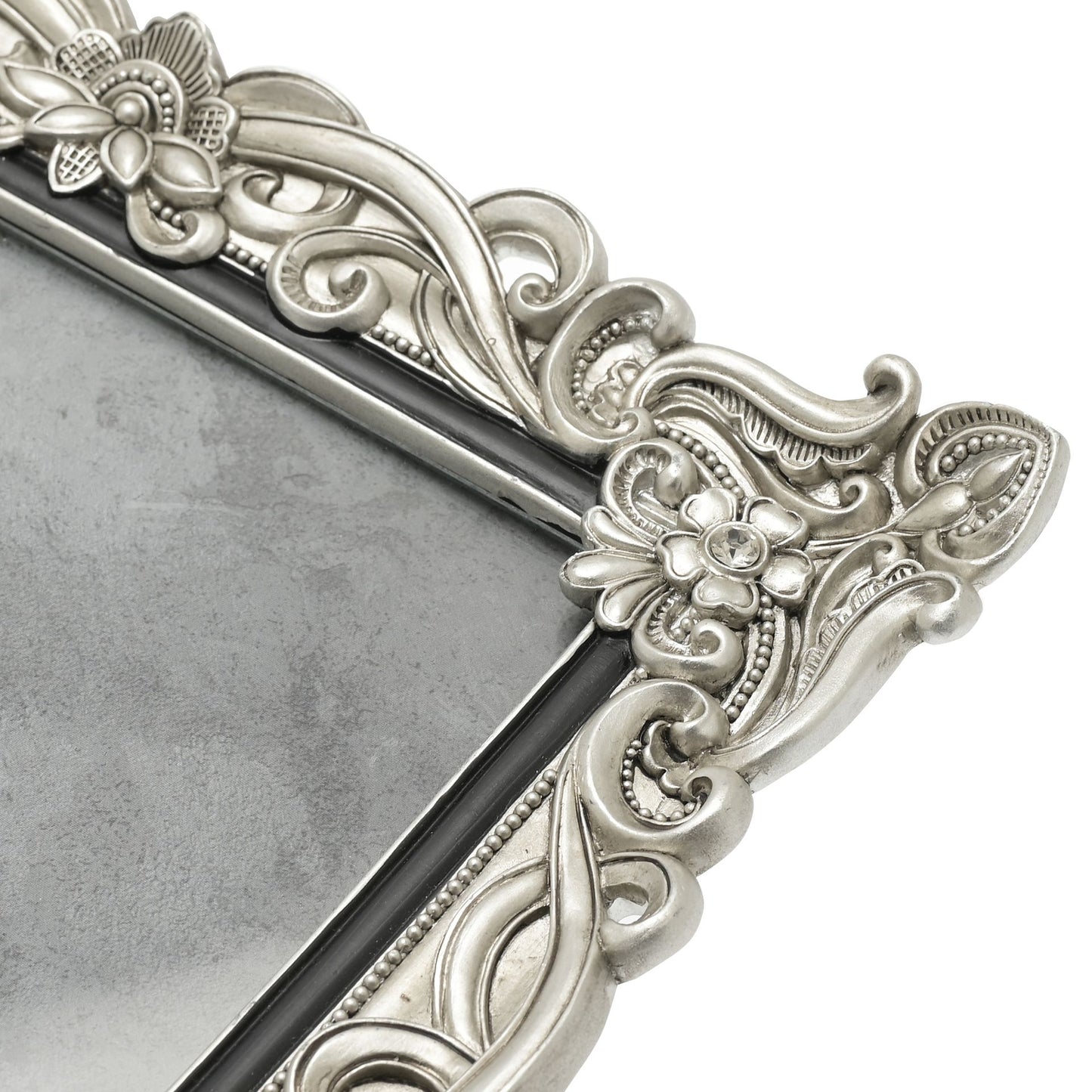 Floral Antique Photo Frame | Vintage Silver | 8x10 inch Photo
