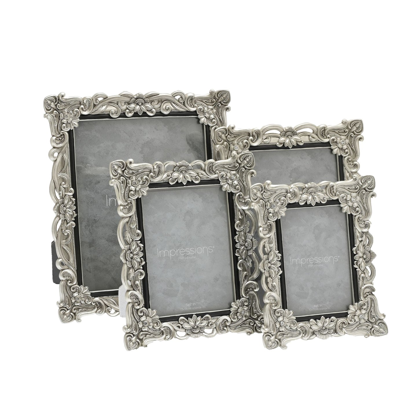 Floral Antique Photo Frame | Vintage Silver | 8x10 inch Photo