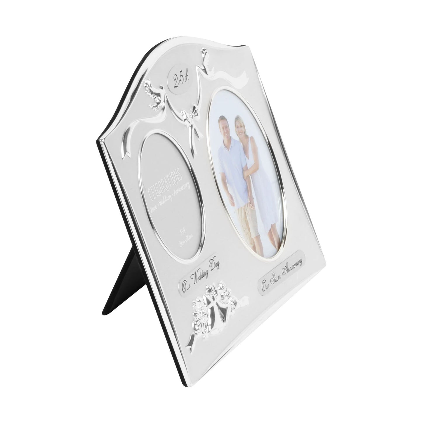 25th Wedding Anniversary Silver Photo Frame For 2 Photos