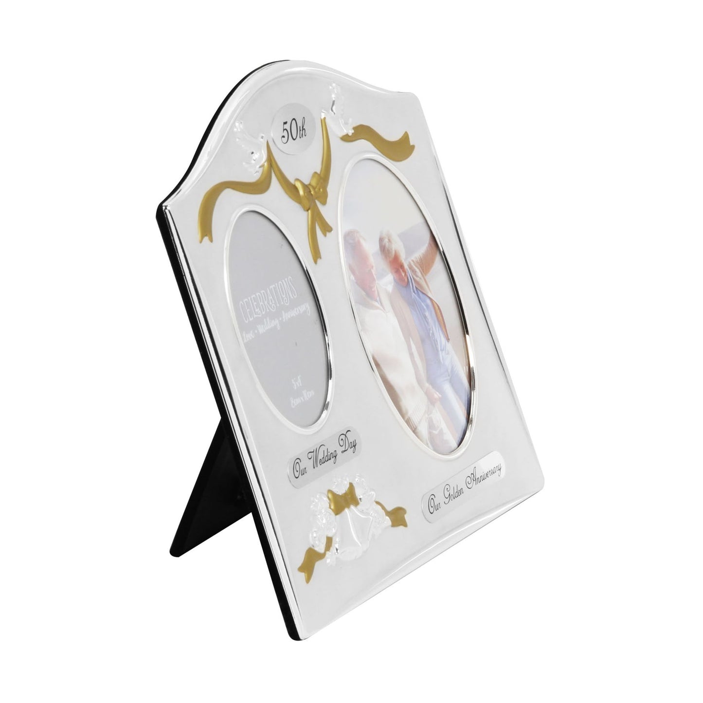 Juliana Two Tone Silver Plated Wedding Anniversary Photo Frame - 50th Golden Anniversary