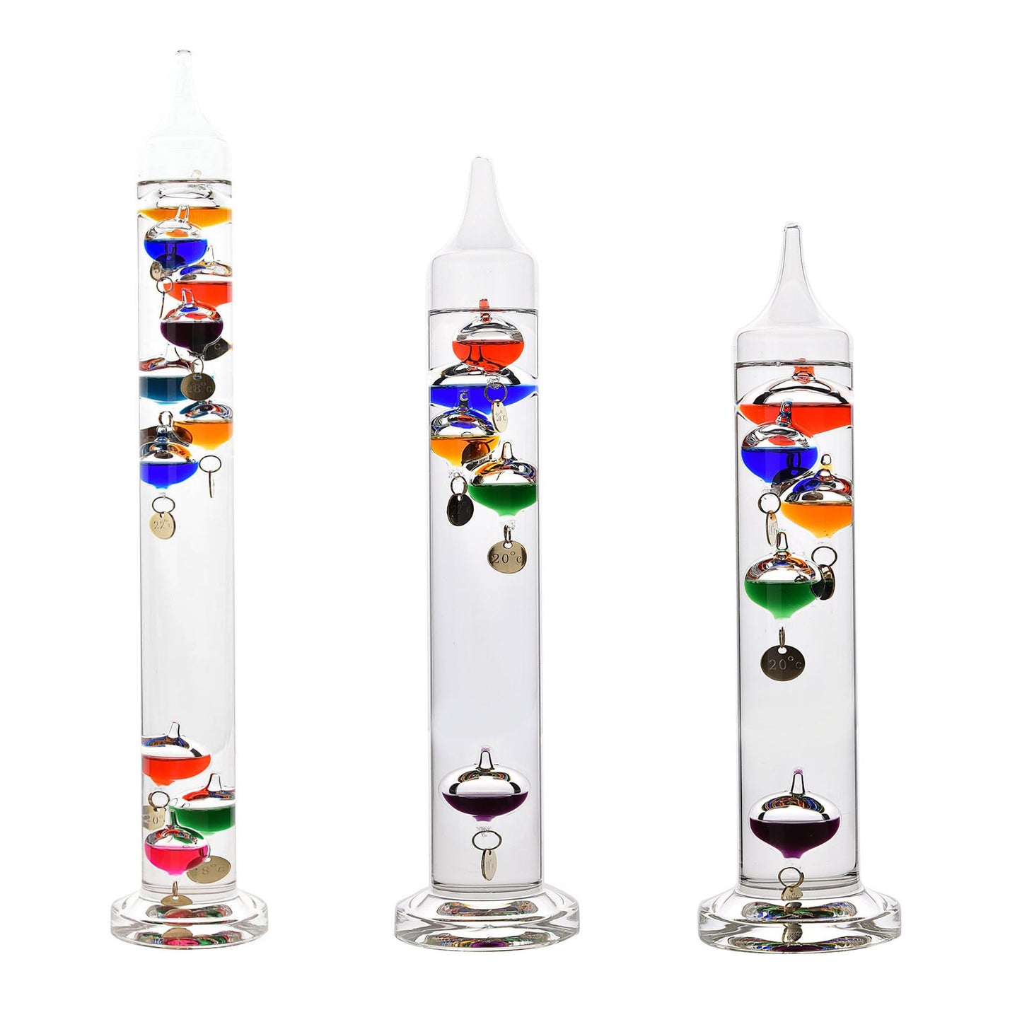 William Widdop Galileo Thermometer - 44cm Multi Coloured 10 Bulbs