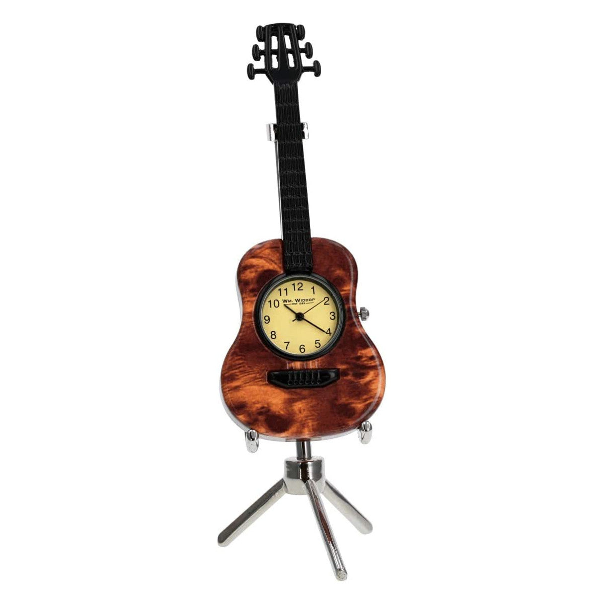 William Widdop Metal Miniature Clock - Brown Guitar