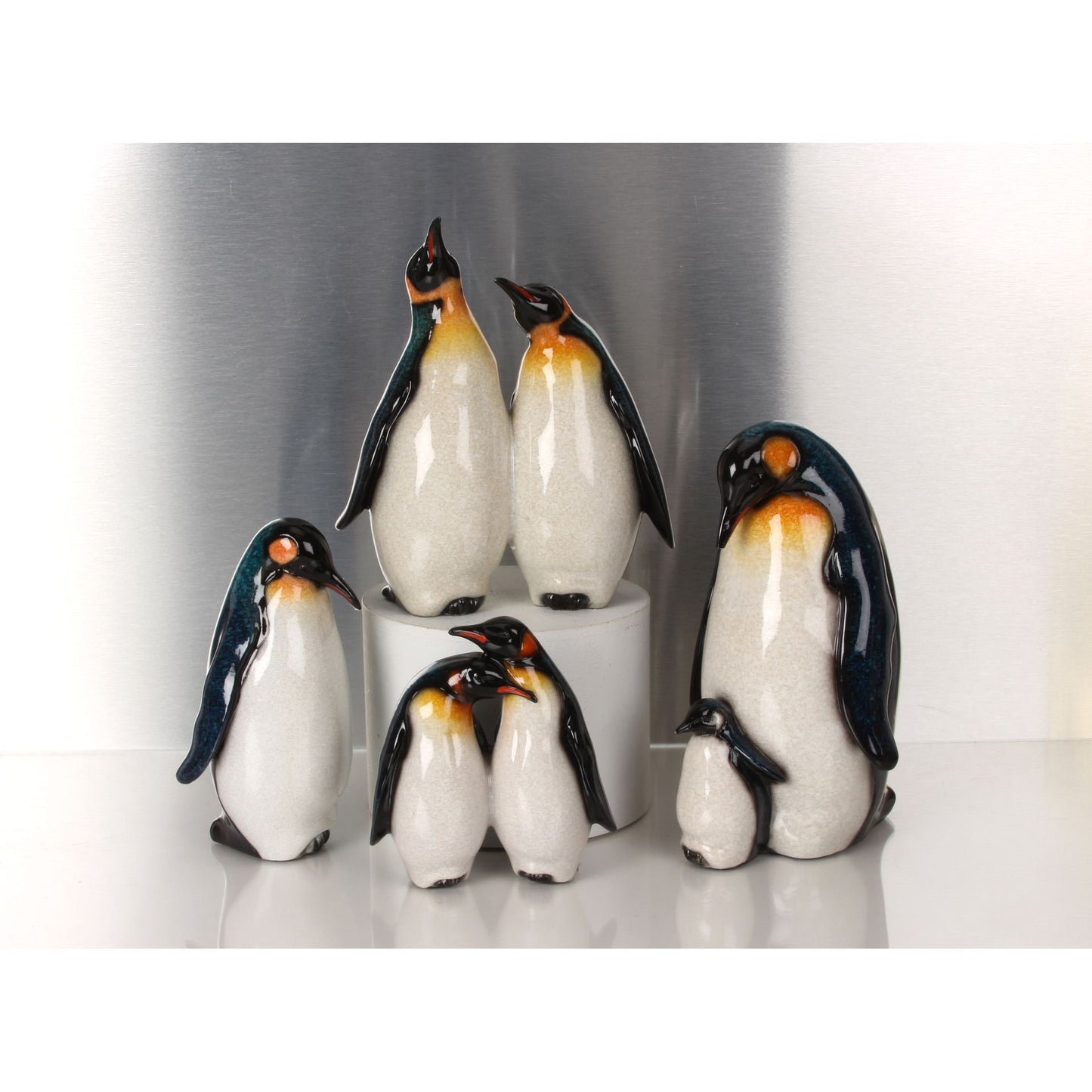 Naturecraft Penguin Family Glass Ornament