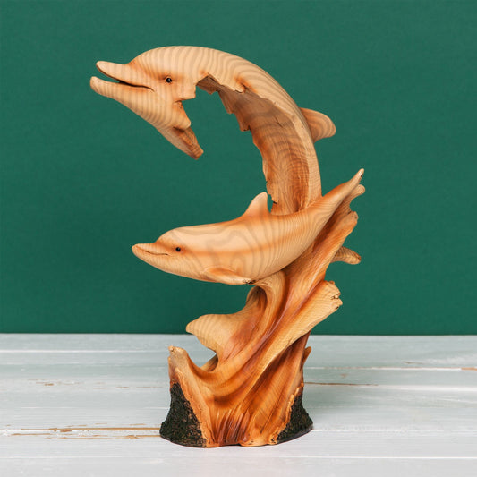Naturecraft Dolphin And Baby Wood Effect Resin Figurine