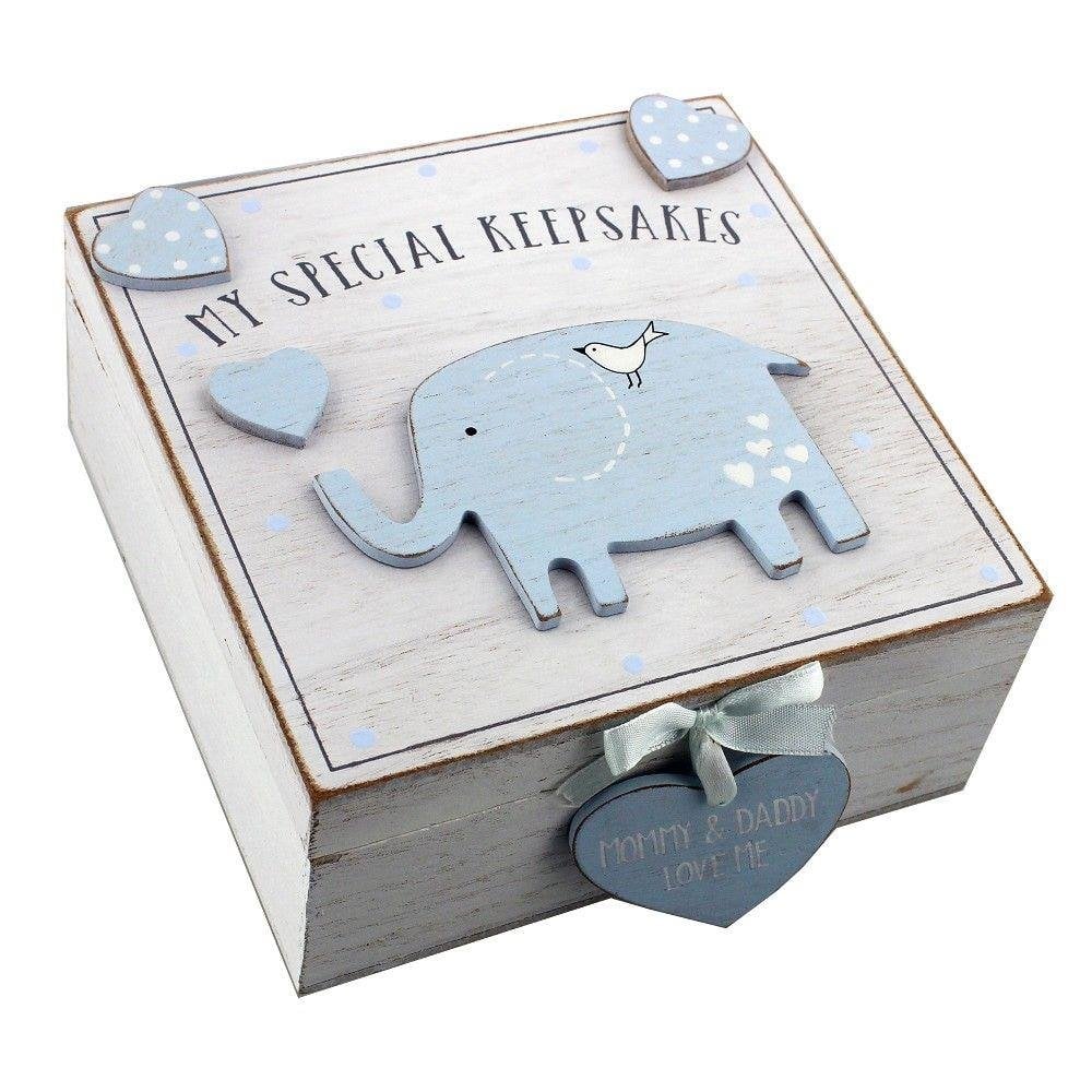 Baby Boy Keepsake Box Blue - 7.5 x 16 x 16.5 cm