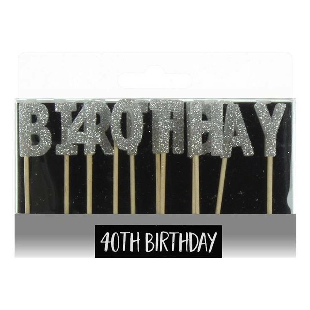 40th Birthday Candles - Silver
