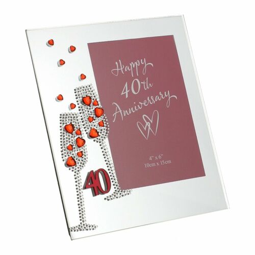 Diamante Ruby 40th Wedding Anniversary Glass Photo Frame 7.5 x 6.5 Inch