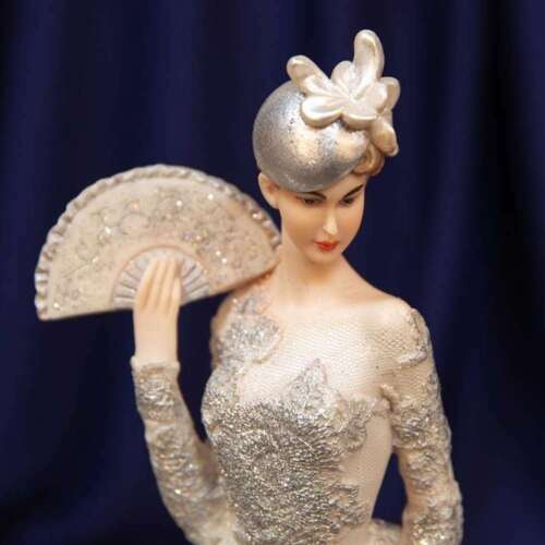 Lady Figurine Ornament In Silver Dress - Bolero Collection - 33.5 x 16 x 10 cm