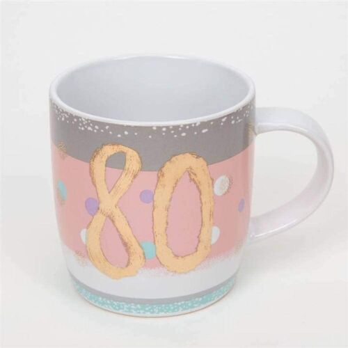 80th Birthday Mug - Pink & Grey Mug - 80th Birthday Gift