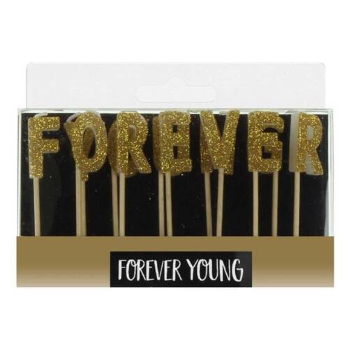 Forever Young Candles For Birthday Cake - Gold