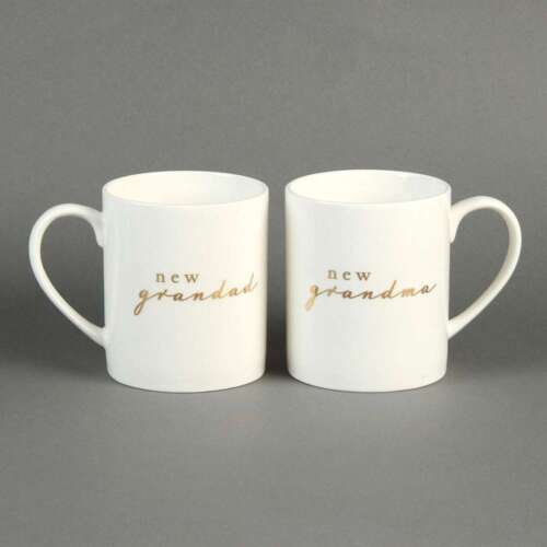 Two Bambino Bone China Mugs Gift Set - New Grandma & Grandad