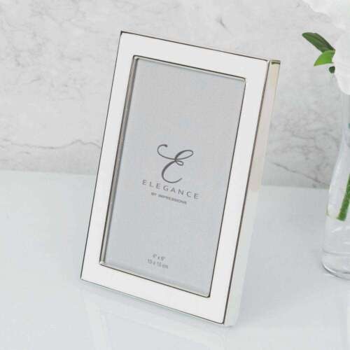 Elegance Silverplated Epoxy Photo Frame Collection - 4x6inch White