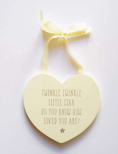 Twinkle Twinkle Little Star Wall Hanging Heart Plaque
