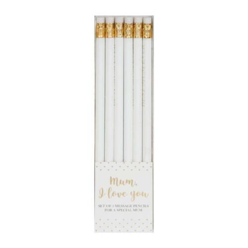 Mum I Love You Gift Pencil Set - White - Set of 6