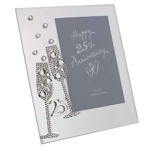 Silver 25th Wedding Anniversary Glass Photo Frame