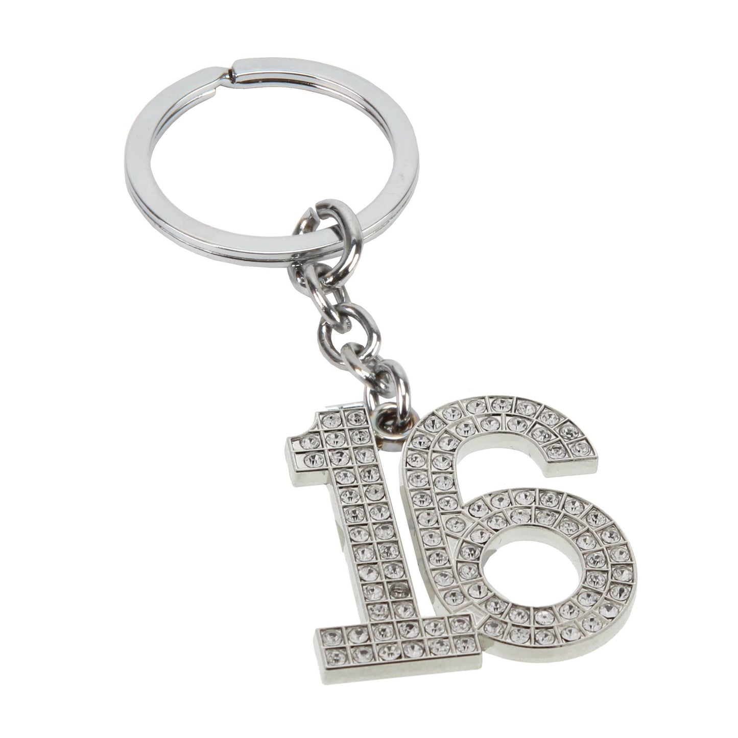 Juliana 16th Birthday Keyring - Silver Keyring With Crystals - 16th Birthday Gift
